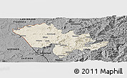 Shaded Relief Panoramic Map of Mafeteng, darken, desaturated