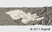 Shaded Relief Panoramic Map of Mafeteng, darken