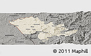 Shaded Relief Panoramic Map of Mafeteng, darken, semi-desaturated