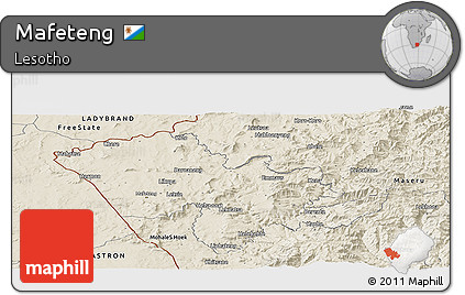 Shaded Relief Panoramic Map of Mafeteng