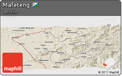 Shaded Relief Panoramic Map of Mafeteng