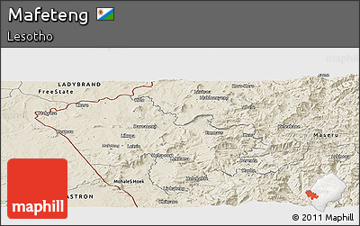 Shaded Relief Panoramic Map of Mafeteng