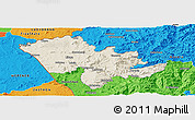 Shaded Relief Panoramic Map of Mafeteng, political outside