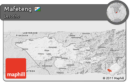Silver Style Panoramic Map of Mafeteng