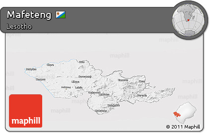 Silver Style Panoramic Map of Mafeteng, single color outside