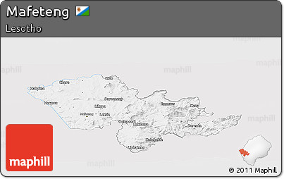 Silver Style Panoramic Map of Mafeteng, single color outside