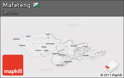 Silver Style Panoramic Map of Mafeteng, single color outside