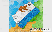 Flag Map of Lesotho, political outside, flag rotated