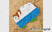 Flag Map of Lesotho, satellite outside, flag centered