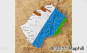 Flag Map of Lesotho, satellite outside, flag aligned to the middle
