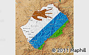 Flag Map of Lesotho, satellite outside, flag rotated