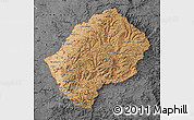 Satellite Map of Lesotho, darken, desaturated
