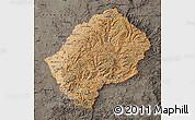 Satellite Map of Lesotho, darken, semi-desaturated