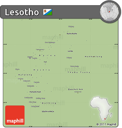 Savanna Style Map of Lesotho, single color outside