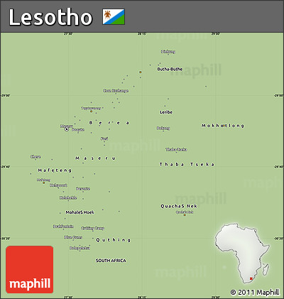 Savanna Style Map of Lesotho, single color outside