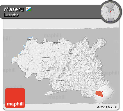 Gray 3D Map of Maseru, single color outside