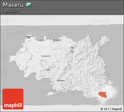 Gray 3D Map of Maseru, single color outside