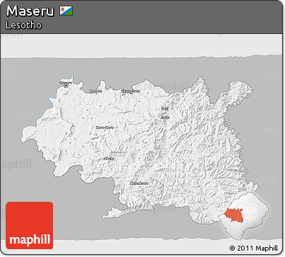 Gray 3D Map of Maseru, single color outside