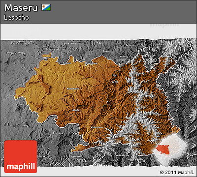 Physical 3D Map of Maseru, desaturated