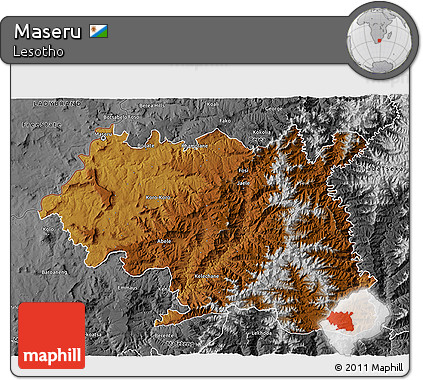 Physical 3D Map of Maseru, desaturated