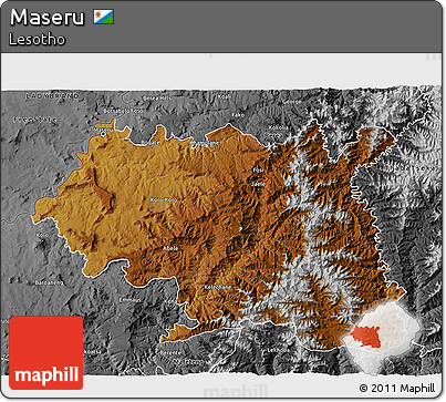 Physical 3D Map of Maseru, desaturated