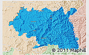 Political 3D Map of Maseru, lighten