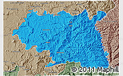 Political 3D Map of Maseru, semi-desaturated