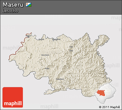 Shaded Relief 3D Map of Maseru, cropped outside