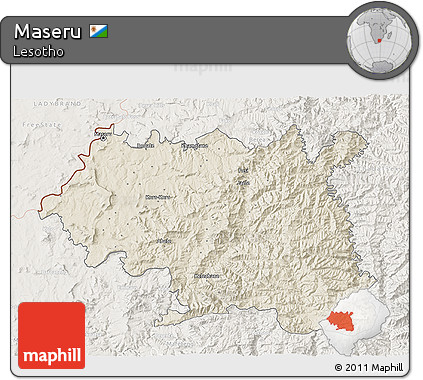 Shaded Relief 3D Map of Maseru, lighten