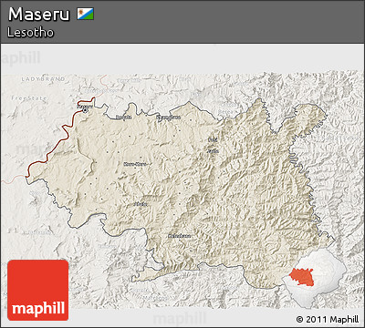 Shaded Relief 3D Map of Maseru, lighten