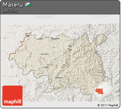 Shaded Relief 3D Map of Maseru, lighten