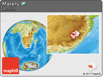 Physical Location Map of Maseru, highlighted country