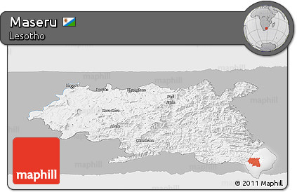 Gray Panoramic Map of Maseru, single color outside