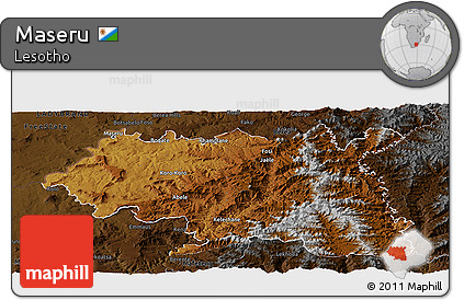 Physical Panoramic Map of Maseru, darken