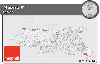 Silver Style Panoramic Map of Maseru, single color outside
