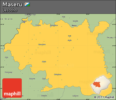 Savanna Style Simple Map of Maseru