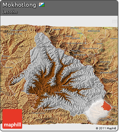 Physical 3D Map of Mokhotlong, satellite outside