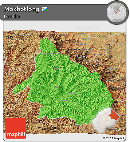 Political 3D Map of Mokhotlong, satellite outside