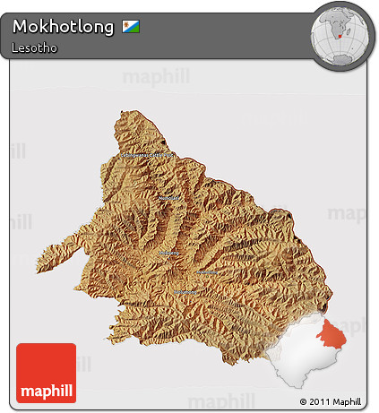 Satellite 3D Map of Mokhotlong, cropped outside