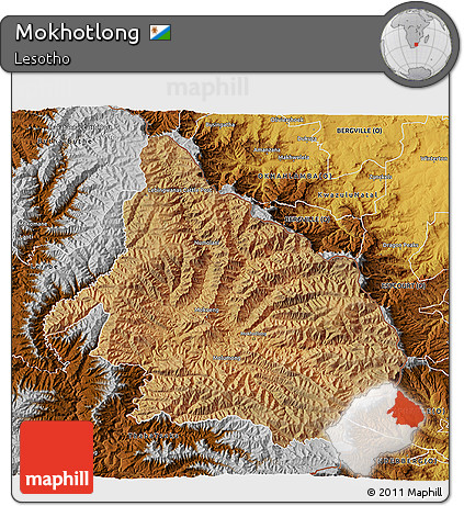 Satellite 3D Map of Mokhotlong, physical outside