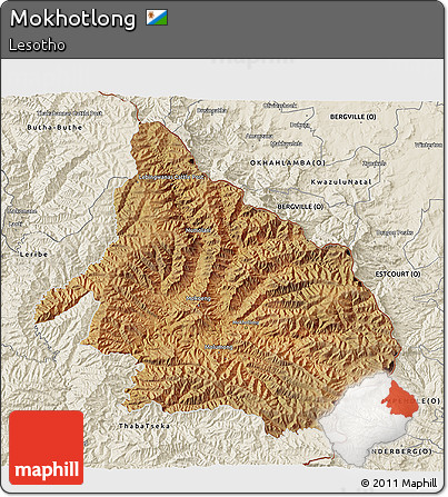 Satellite 3D Map of Mokhotlong, shaded relief outside