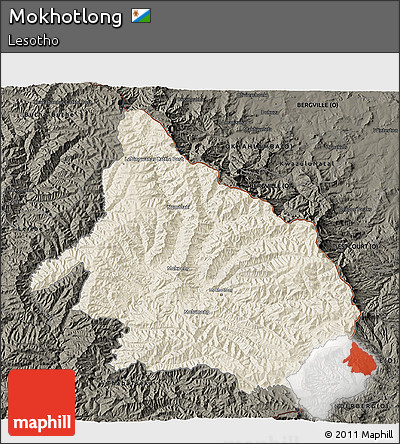 Shaded Relief 3D Map of Mokhotlong, darken
