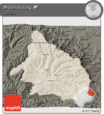 Shaded Relief 3D Map of Mokhotlong, darken