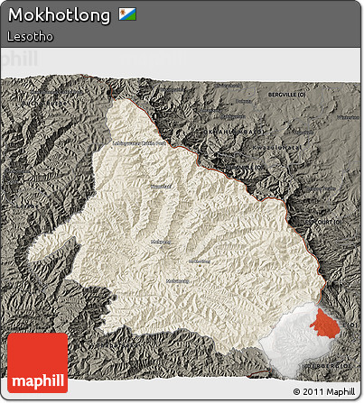 Shaded Relief 3D Map of Mokhotlong, darken