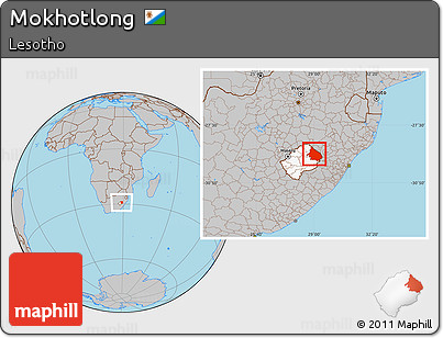 Gray Location Map of Mokhotlong, highlighted country
