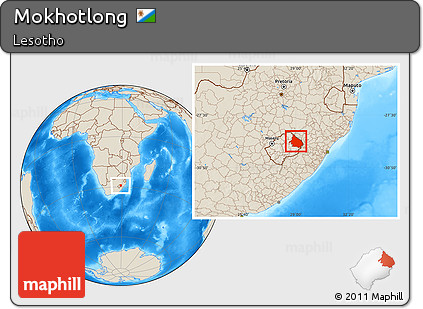 Shaded Relief Location Map of Mokhotlong