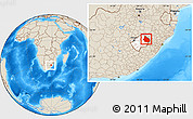 Shaded Relief Location Map of Mokhotlong, highlighted country, within the entire country