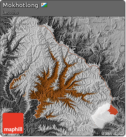 Physical Map of Mokhotlong, desaturated