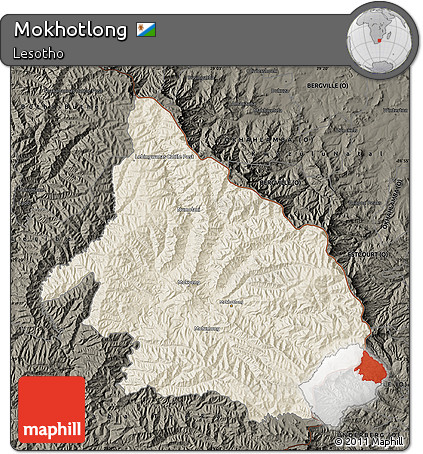 Shaded Relief Map of Mokhotlong, darken