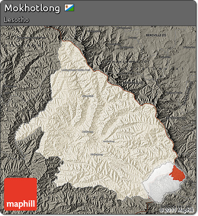 Shaded Relief Map of Mokhotlong, darken